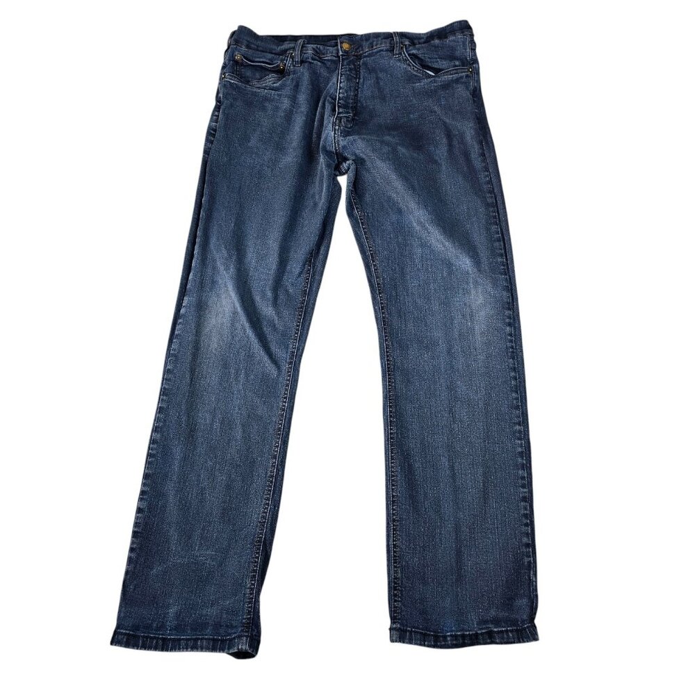 Urban Star Jeans Mens 38x32 Blue Faded Stretch Straight Leg Distressed Denim